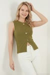 Fittted Fit Bisiklet Yaka Aksesuar Detaylı Kadın Bluz 5866475 YAĞ YEŞİLİ