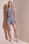 Flamlı Regular Fit V Yaka Yelekli Şortlu Kadın Takım 67045802S4 GRİ