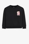 G Lw Collage Logolu Pamuklu Bisiklet Yaka Kız Çocuk Sweat SK2620117 3817 SİYAH