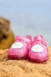 Gloss Flor Simli Cırt Cırtlı Kız Çocuk Sandalet S10322 FUŞYA