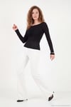 Göğüs Drape Detaylı Kayık Yaka Kadın Bluz 5867117 SİYAH