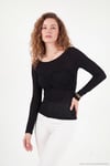 Göğüs Drape Detaylı Kayık Yaka Kadın Bluz 5867117 SİYAH