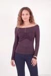 Göğüs Drape Detaylı Kayık Yaka Kadın Bluz 5867117 BORDO