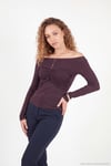 Göğüs Drape Detaylı Kayık Yaka Kadın Bluz 5867117 BORDO