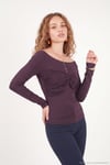 Göğüs Drape Detaylı Kayık Yaka Kadın Bluz 5867117 BORDO