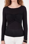 Göğüs Drape Detaylı Kayık Yaka Kadın Bluz 5867117 SİYAH
