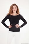 Göğüs Drape Detaylı Kayık Yaka Kadın Bluz 5867117 SİYAH