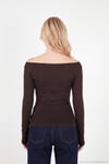 Göğüs Drape Detaylı Kayık Yaka Kadın Bluz 5867117 KAHVE