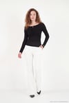 Göğüs Drape Detaylı Kayık Yaka Kadın Bluz 5867117 SİYAH
