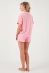 Gömlek Yaka Beli Lastikli Kısa Kollu Şortlu Kadın Pijama Takımı 611PT00123 PEMBE