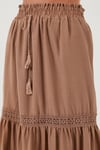 Güpürlü Beli Lastikli Uzun Kadın Etek 611ET0106 CAMEL