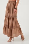 Güpürlü Beli Lastikli Uzun Kadın Etek 611ET0106 CAMEL
