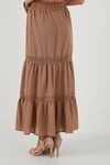 Güpürlü Beli Lastikli Uzun Kadın Etek 611ET0106 CAMEL