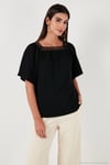 Güpürlü Regular Fit Kare Yaka Kadın Bluz 5869003 SİYAH