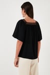 Güpürlü Regular Fit Kare Yaka Kadın Bluz 5865652 SİYAH