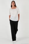 Güpürlü Regular Fit Kare Yaka Kadın Bluz 5869003 EKRU