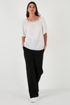 Güpürlü Regular Fit Kare Yaka Kadın Bluz 5865652 EKRU