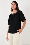 Güpürlü Regular Fit Kare Yaka Kadın Bluz 5869003 SİYAH