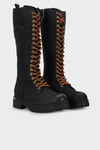 Harley Davidson Logolu Fermuarlı Nubuk Deri Pasos Bayan Çizme 026Z100028 Black Baskılı Nubuk