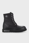 Harley Davidson Logolu Fermuarlı Tums New Hakiki Deri Bayan Bot 025Z100630 Black Baskılı Deri