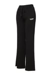 Hummel Logolu Pamuklu Comfort Fit Yüksek Bel Yırtmaçlı Geniş Paça Bayan Eşofman Altı 932328-2001 SİYAH