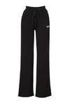 Hummel Logolu Pamuklu Comfort Fit Yüksek Bel Yırtmaçlı Geniş Paça Bayan Eşofman Altı 932328-2001 SİYAH