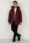 İçi Peluş Astarlı Çıkarılabilir Kapüşonlu Şişme Erkek Çocuk Mont 5763038 BORDO
