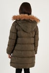 İçi Peluş Astarlı Çıkarılabilir Kapüşonlu Suya Dayanıklı Kız Çocuk Mont 5761910 HAKİ