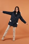 İçi Peluş Astarlı Kapüşonlu Şişme Kız Çocuk Mont 6035034 LACİVERT