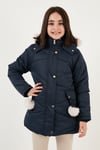 İçi Peluş Astarlı Kapüşonlu Şişme Kız Çocuk Mont 6035034 LACİVERT