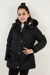 İçi Peluş Astarlı Kapüşonlu Şişme Kız Çocuk Mont 6035034 SİYAH