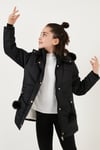 İçi Peluş Astarlı Kapüşonlu Şişme Kız Çocuk Mont 6035034 SİYAH