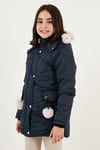 İçi Peluş Astarlı Kapüşonlu Şişme Kız Çocuk Mont 6035034 LACİVERT
