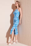 İp Askılı Fitted-Vücuda Oturan Yırtmaçlı Midi Kadın Elbise 5865573 MAVİ