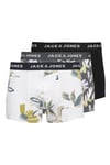 Jack & Jones Additionals Jacabstract Desenli Streç Pamuklu 3 Pack Erkek Boxer 12273114 Siyah-Beyaz-Antrasit