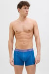 Jack & Jones Additionals Jacpete Logo Baskılı Streç Pamuklu 3 Pack Erkek Boxer 12277585 Koyu Lacivert-Saks-Mavi