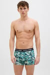 Jack & Jones Additionals Jactasmania Desenli Streç Pamuklu 3 Pack Erkek Boxer 12277719 Yeşil-Mint-Haki