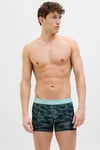 Jack & Jones Additionals Jactasmania Desenli Streç Pamuklu 3 Pack Erkek Boxer 12277719 Yeşil-Mint-Haki