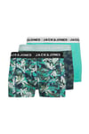 Jack & Jones Additionals Jactasmania Desenli Streç Pamuklu 3 Pack Erkek Boxer 12277719 Yeşil-Mint-Haki