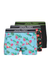 Jack & Jones Additionals Jacwatermelon Logolu Pamuklu 3 Pack Erkek Boxer 12273099 SİYAH-AÇIK MAVİ
