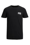 Jack & Jones Baskılı Büyük Beden Esnek ve Yumuşak Pamuklu Plus Jjecorp Erkek T Shirt 12158505 SİYAH-BEYAZ