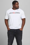 Jack & Jones Büyük Beden Bisiklet Yaka % 100 Pamuk Plus Jjecorp Erkek T Shirt 12184987 BEYAZ