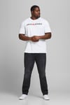 Jack & Jones Büyük Beden Bisiklet Yaka % 100 Pamuk Plus Jjecorp Erkek T Shirt 12184987 BEYAZ