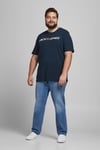 Jack & Jones Büyük Beden Bisiklet Yaka % 100 Pamuk Plus Jjecorp Erkek T Shirt 12184987 LACİVERT