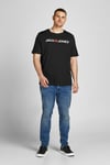 Jack & Jones Büyük Beden Bisiklet Yaka % 100 Pamuk Plus Jjecorp Erkek T Shirt 12184987 SİYAH