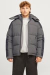 Jack & Jones Core Jcoaero Regular Fit Çıkarılabilir Kapüşonlu Şişme Erkek Mont 12260428 GRİ-KOYU GRİ