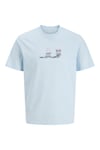 Jack & Jones Core Jcodust Pamuklu Regular Fit Baskılı Bisiklet Yaka Erkek T Shirt 12297849 AÇIK MAVİ