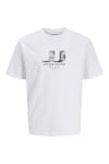 Jack & Jones Core Jcodust Pamuklu Regular Fit Baskılı Bisiklet Yaka Erkek T Shirt 12297849 BEYAZ