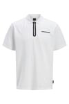 Jack & Jones Core Jcofusion Pamuklu Regular Fit Yarım Fermuarlı Erkek Polo Yaka T Shirt 12273127 BEYAZ
