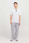 Jack & Jones Core Jcofusion Pamuklu Regular Fit Yarım Fermuarlı Erkek Polo Yaka T Shirt 12273127 BEYAZ-SİYAH